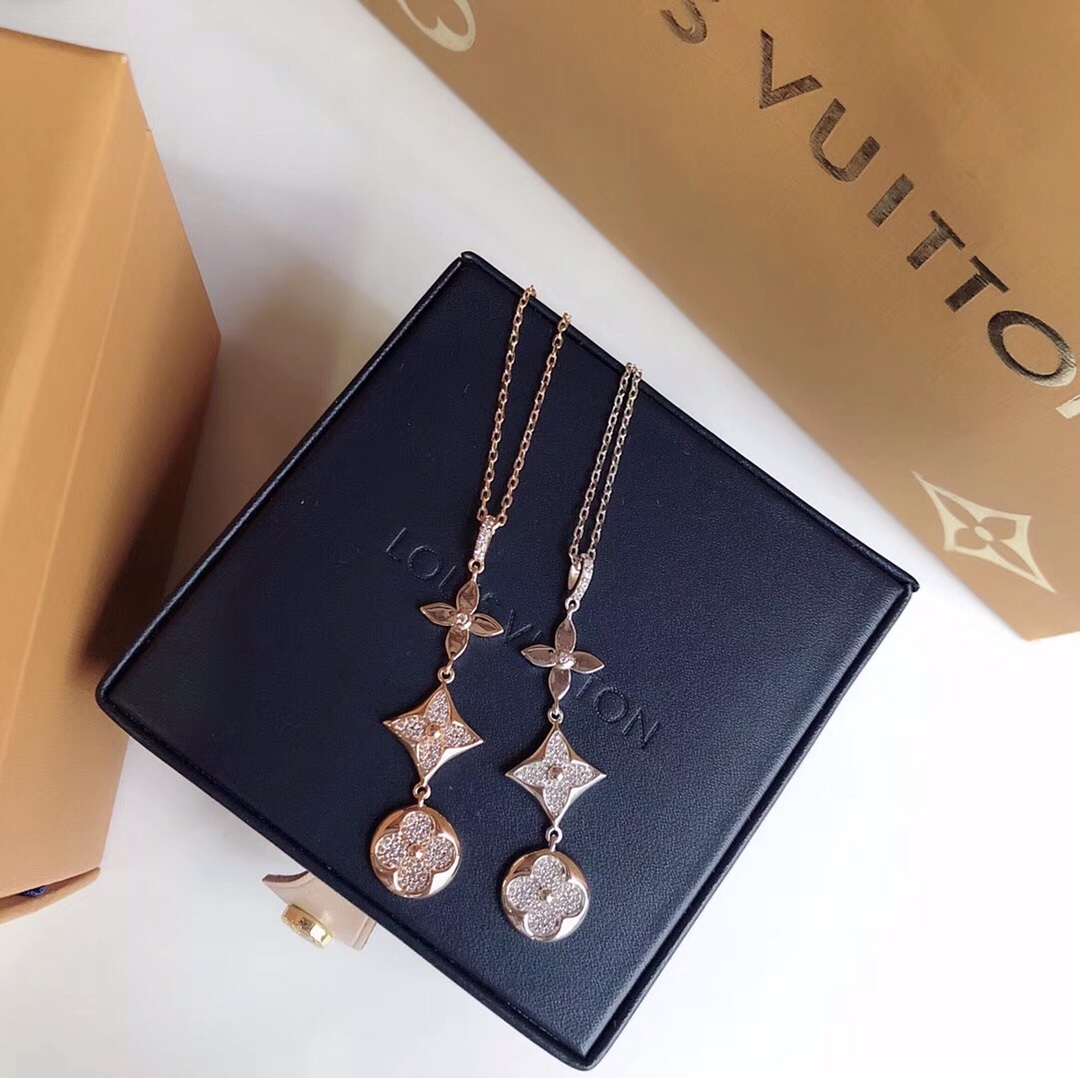 Louis Vuitton Full Diamond Star Sun Blossom Pendant Necklace 3 Motifs - Rep Fashion™