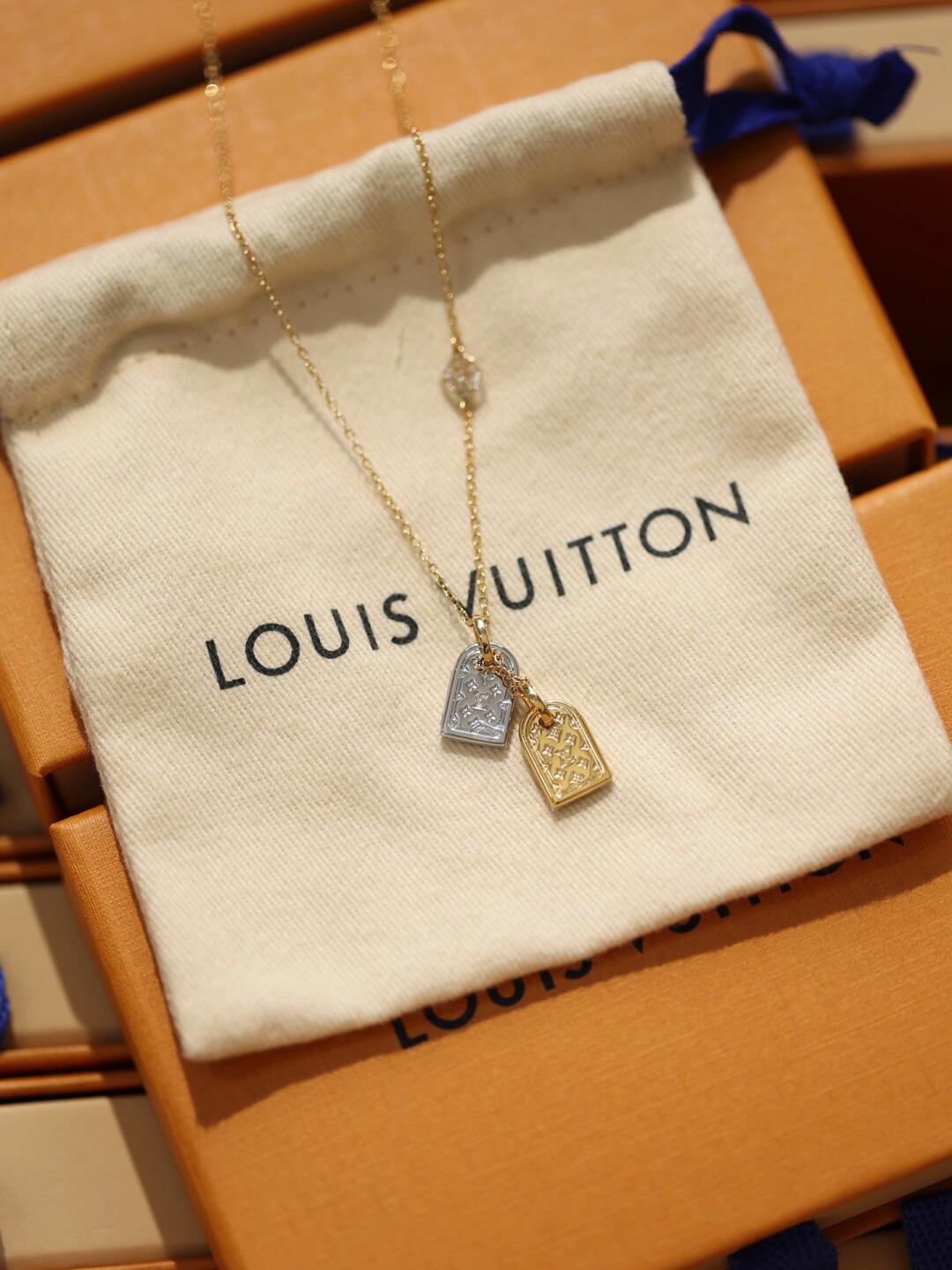 Louis Vuitton Gold and Silver Tags Pendant Necklace - Rep Fashion™