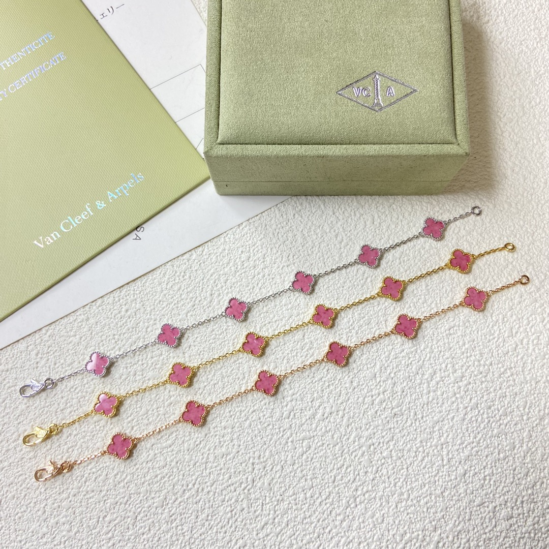 VCA Pink Mini 6 Motifs Sweet Alhambra Bracelet - Rep Fashion™