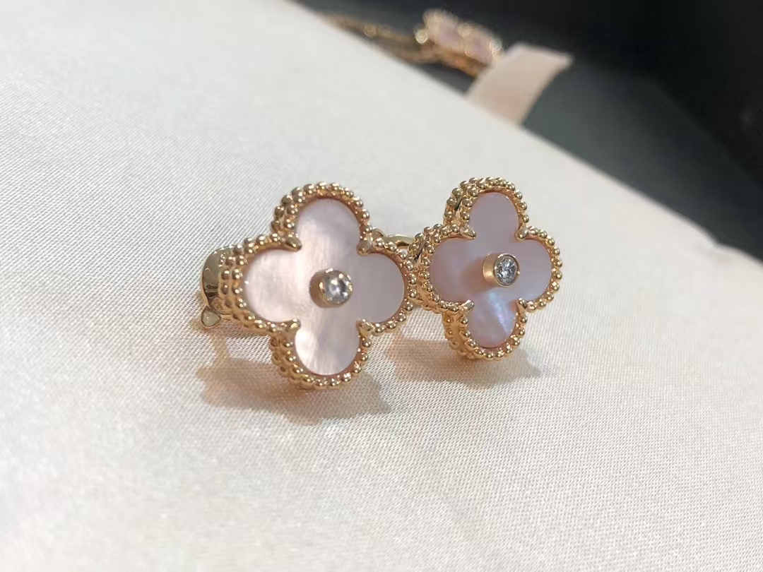 VCA Pink Mother of Pearl Clover Stud Earrings - Rep Fashion™