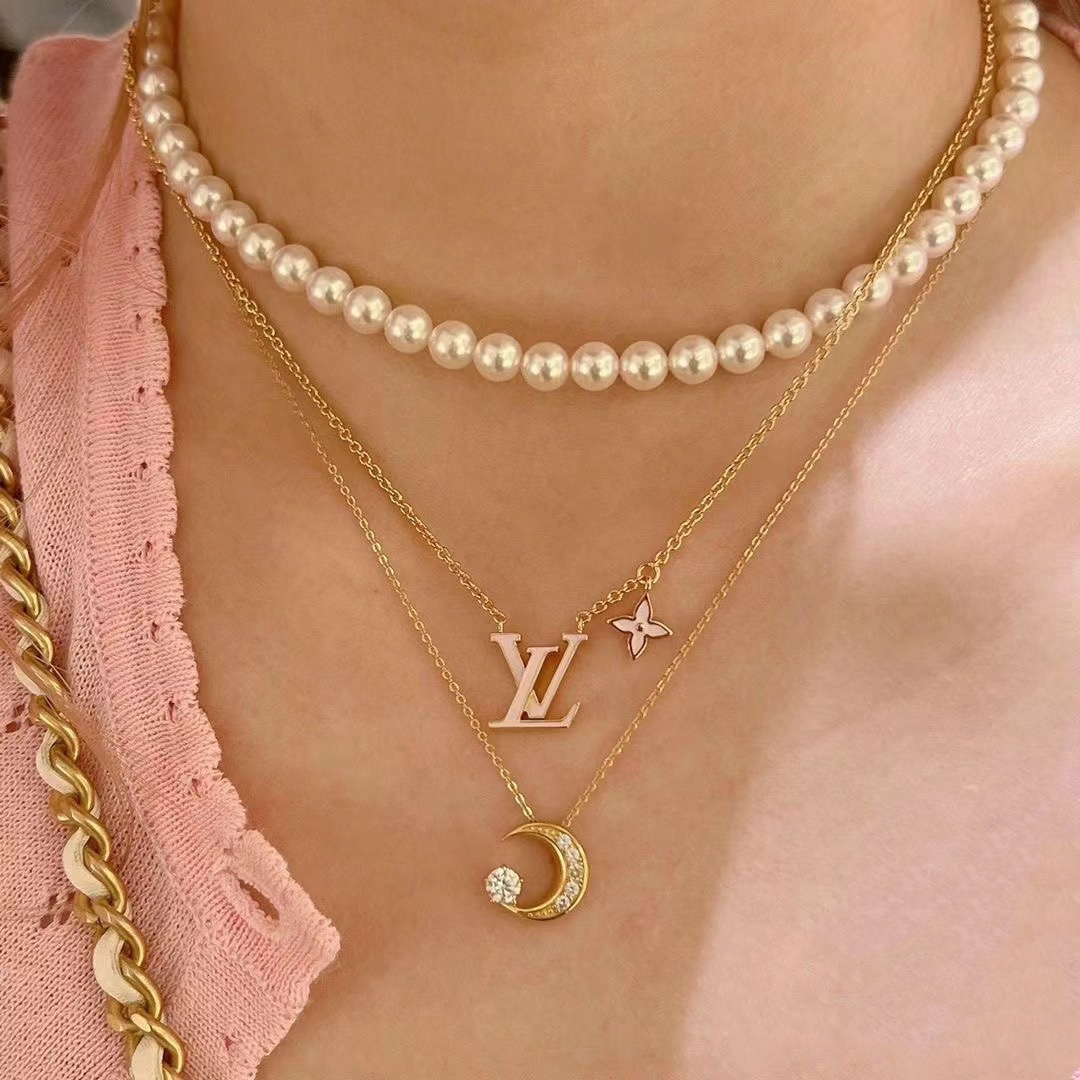 Louis Vuitton Pink LV Letters Earrings Bracelet Necklace - Rep Fashion™