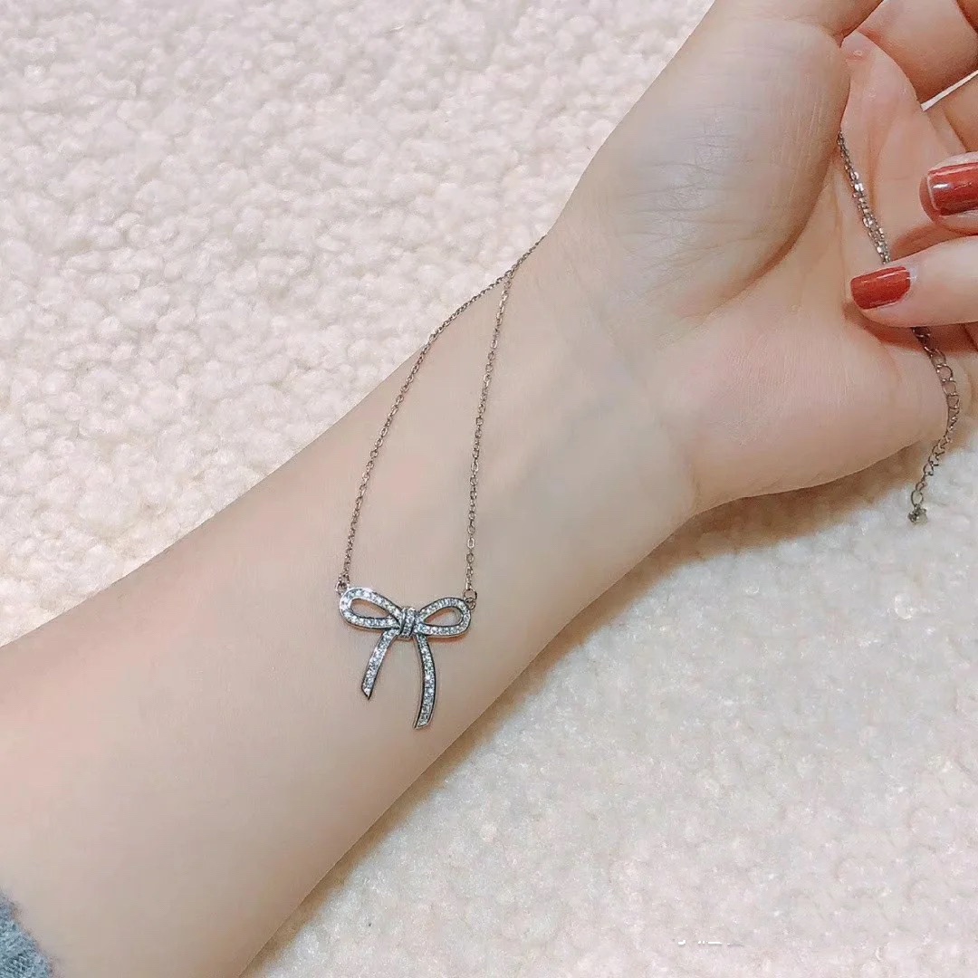 Tiffany Large Full Diamond Bow Pendant Necklace - Rep Fashion™