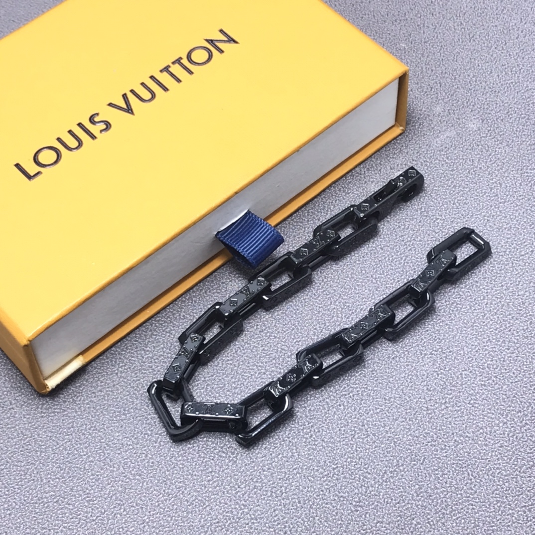 Louis Vuitton Full Black Monogram Bracelet Mens - Rep Fashion™