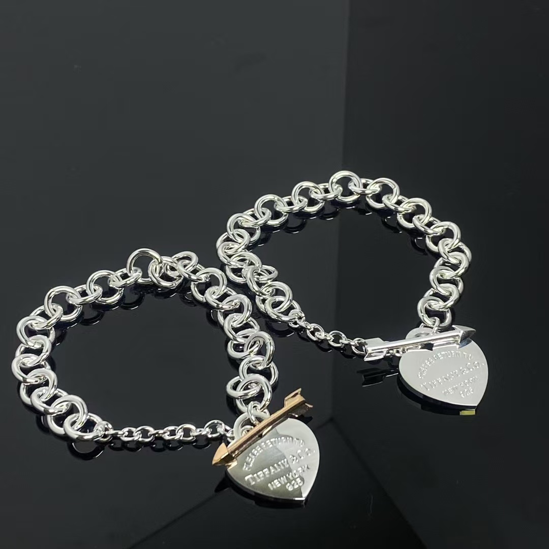 Tiffany Arrow Lovestruck Heart Tag Charm Chain Bracelet - Rep Fashion™