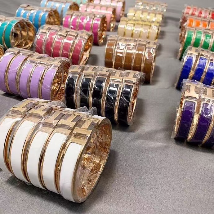 Hermes Wide H Enamel Bangle Bracelet - 21 Colors Available - Rep Fashion™