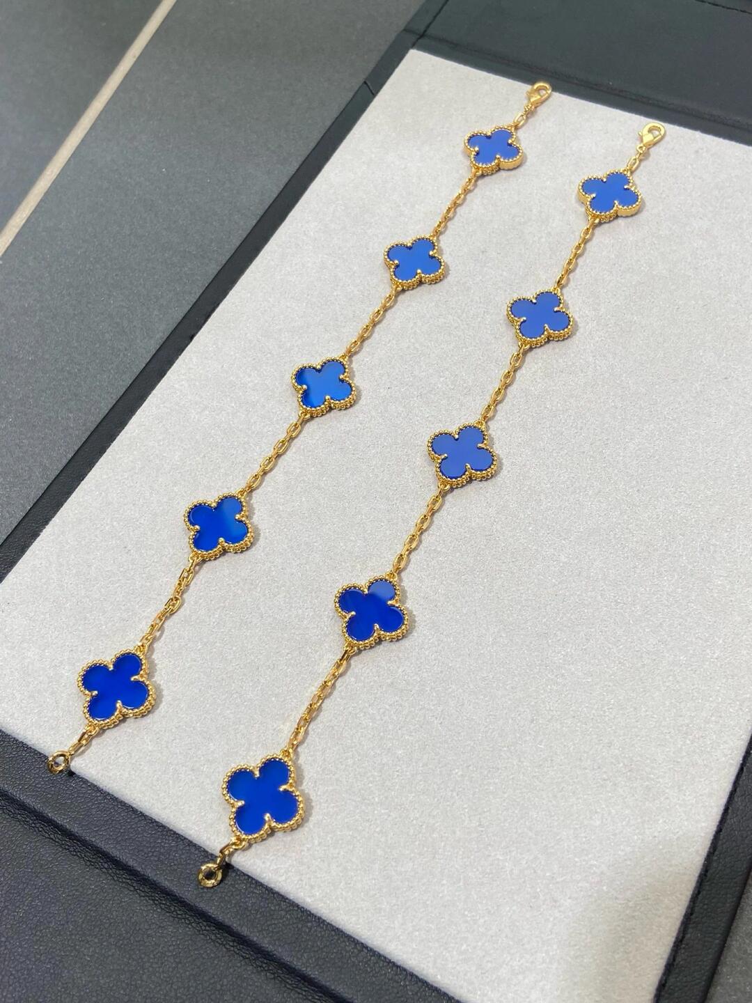 VCA Blue Agate Vintage Alhambra Bracelet 5 Motifs - Rep Fashion™