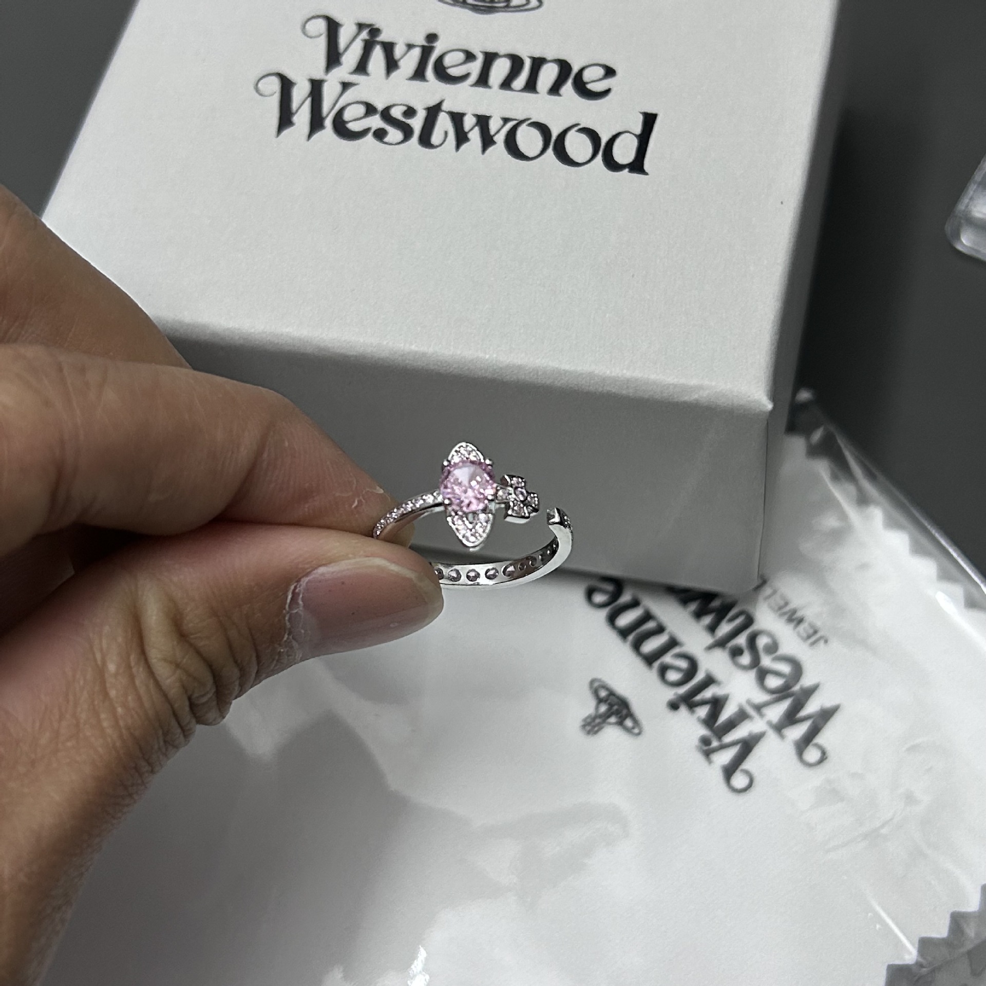Vivienne Westwood Adjustable Pink Purple Blue Daimond Ring - Rep Fashion™