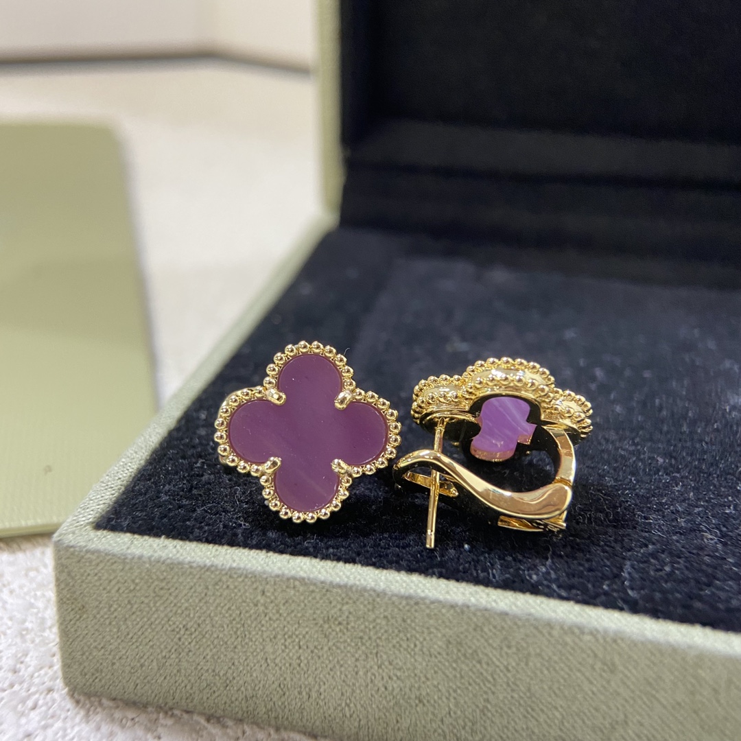 VCA Purple Violet Vintage Alhambra Earrings - Rep Fashion™