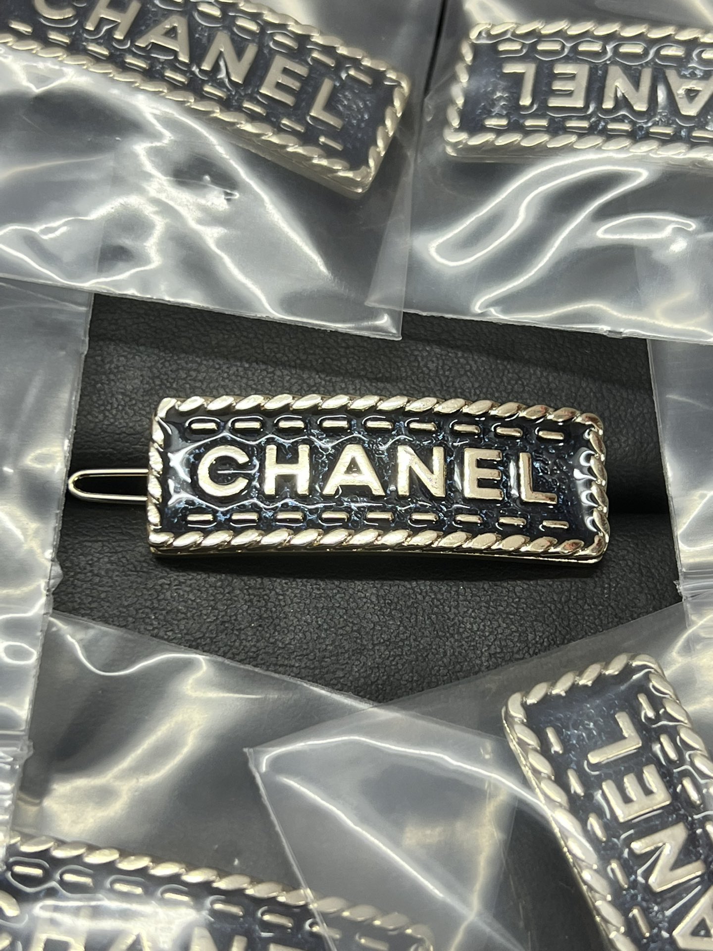 Rectangle Denim Blue Chanel Monogram Brooch - Rep Fashion™