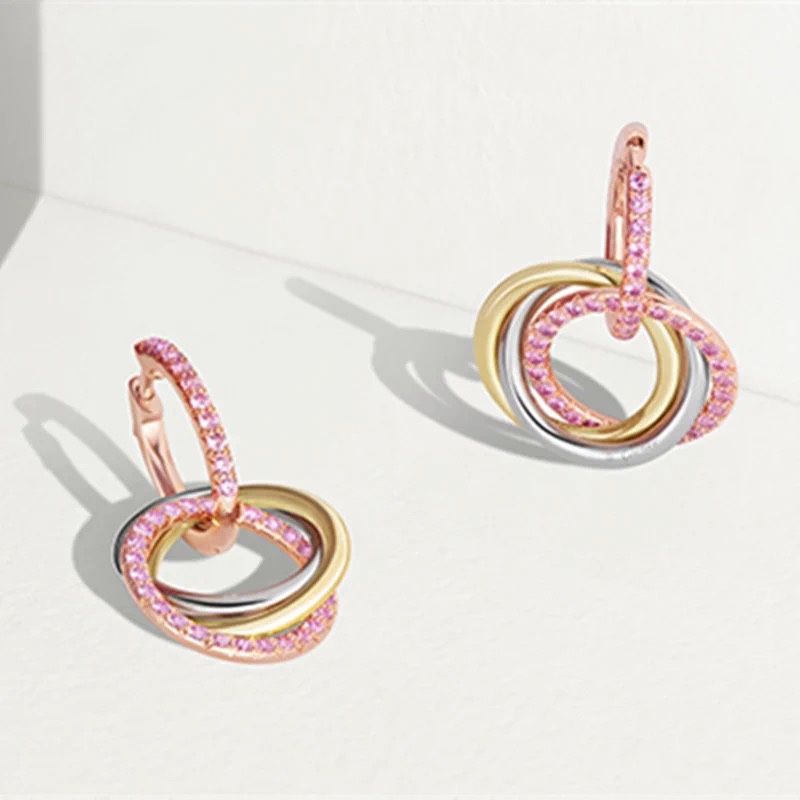 Cartier Pink Diamond Paved Trinity Necklace Earrings - Rep Fashion™