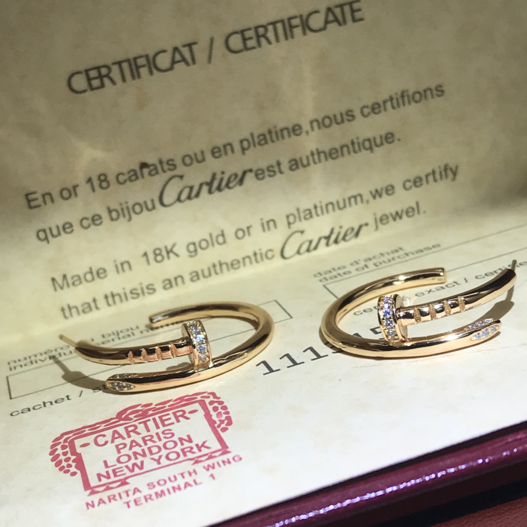 Cartier Head & Tail Pave Diamond Small Juste un Clou Hoop Earrings - Rep Fashion™