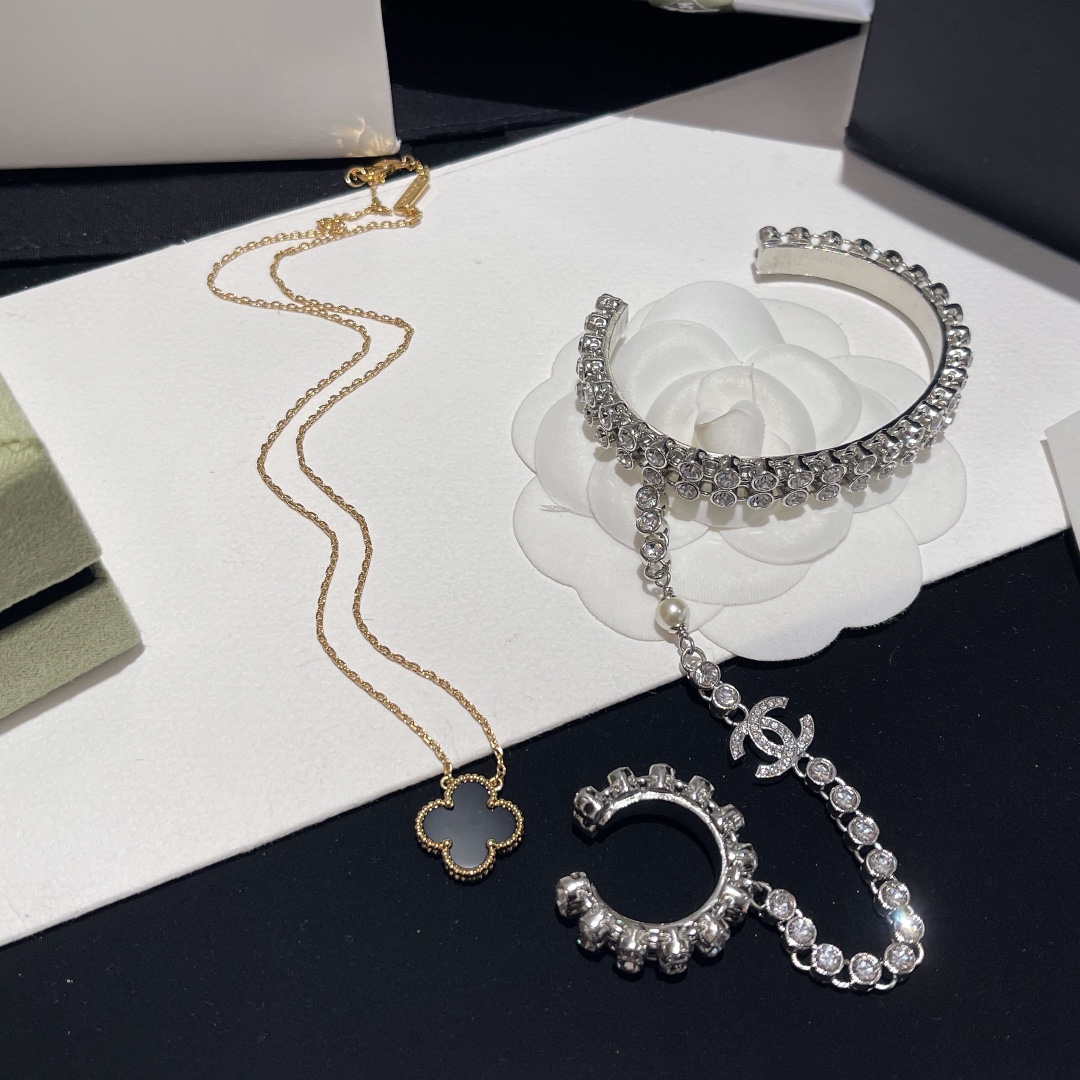 Chanel Hand Chain Hand Harness Open Cuff Bangle Bracelet Ring - Rep Fashion™