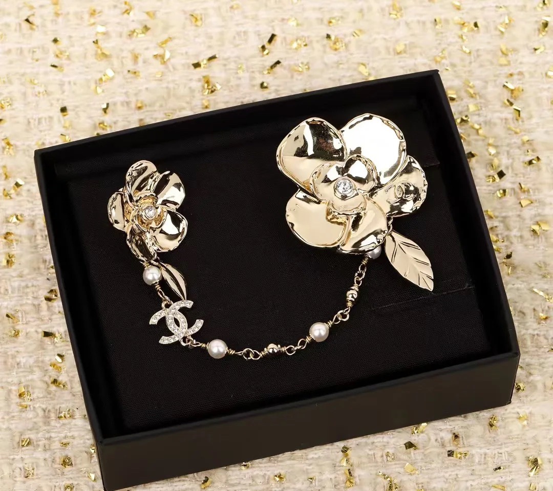 Chanel Camellia with Chain Flower Brooch - Rep Fashion™