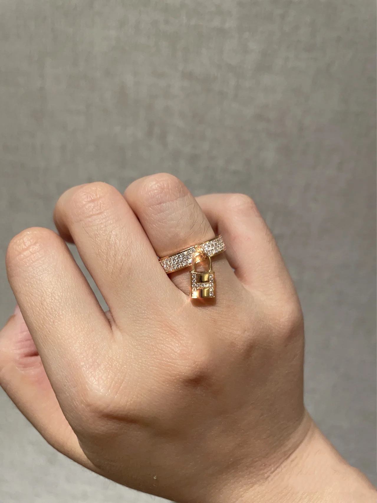 Hermes Diamond Paved Lock Ring - Rep Fashion™