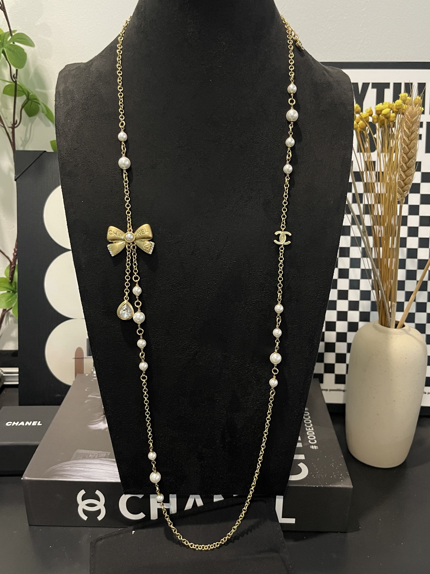 Chanel Bowknot Sweater Chain Foldable Double-Layer Long Necklace - Rep Fashion™