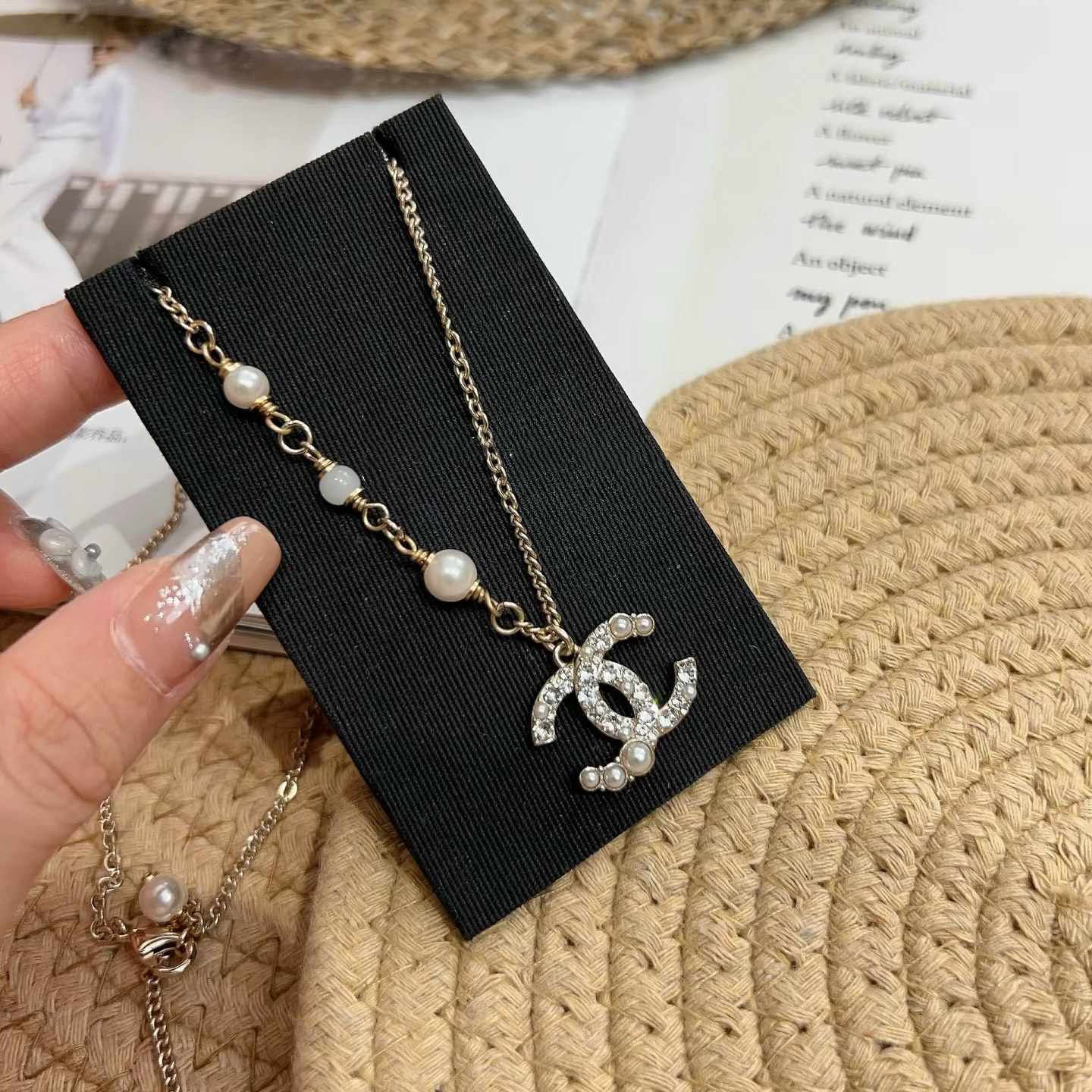 Chanel Pearl Paved CC Pendant Necklace - Rep Fashion™