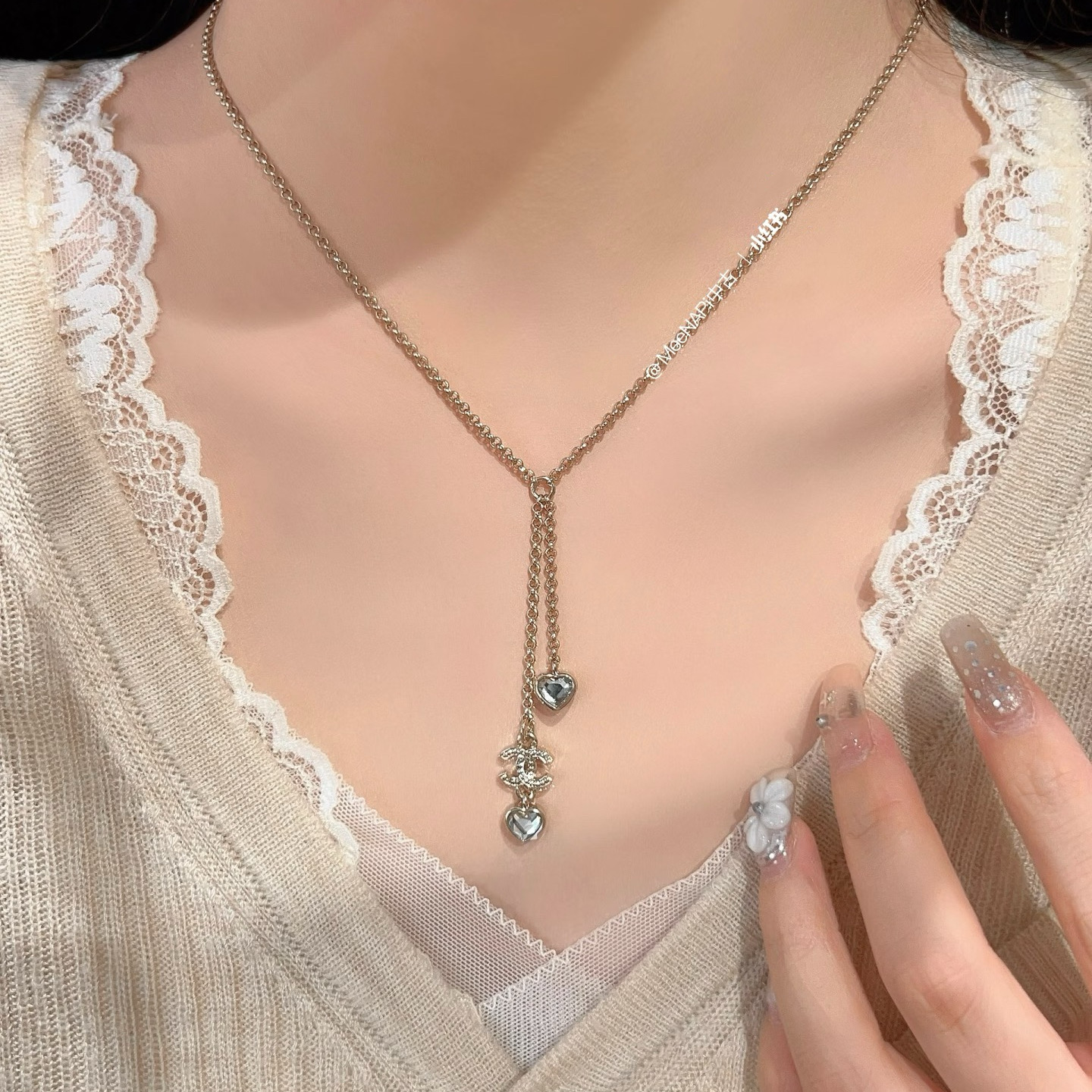 Chanel CC Love Heart Pendant Y Drop Necklace - Rep Fashion™