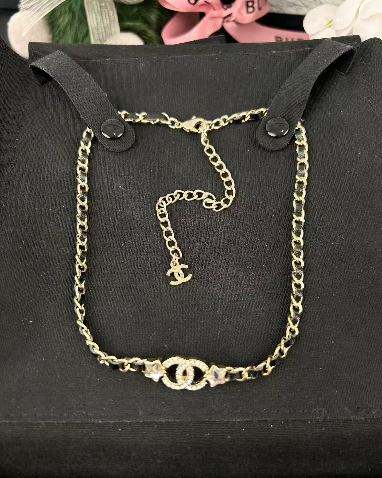 Chanel Leather Chain Choker Necklace - Rep Fashion™