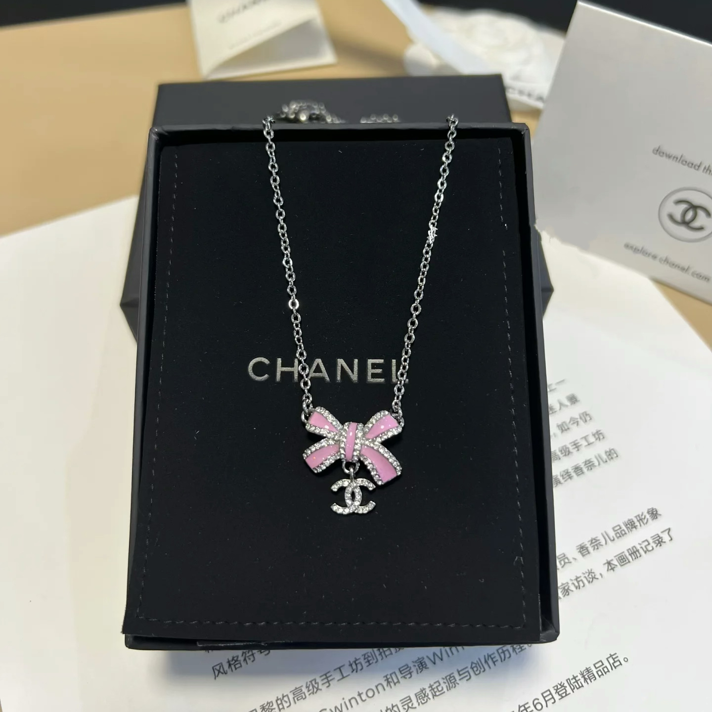Chanel Pink Bow Pendant Necklace - Rep Fashion™
