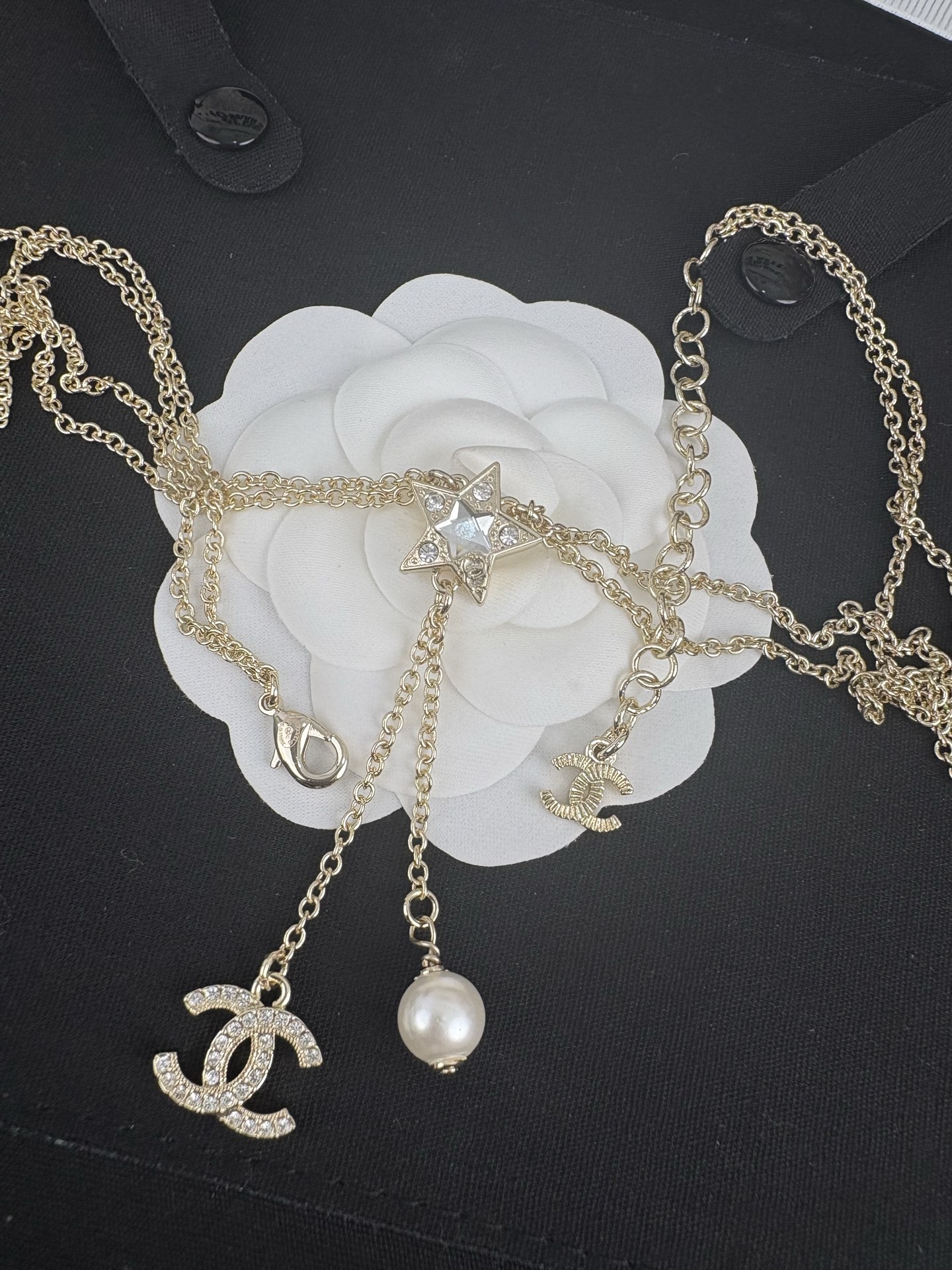 Two Layers Chanel Star with CC and Pearl Tassel Necklace - Rep Fashion™