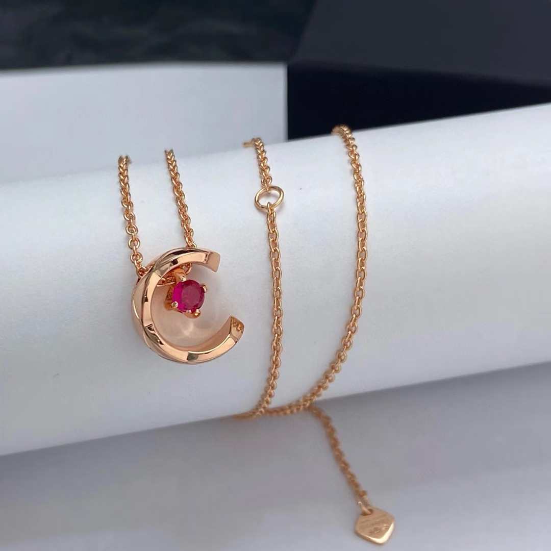 Chanel Coco Crush Rose Gold Moon Star Red Diamond Necklace - Rep Fashion™