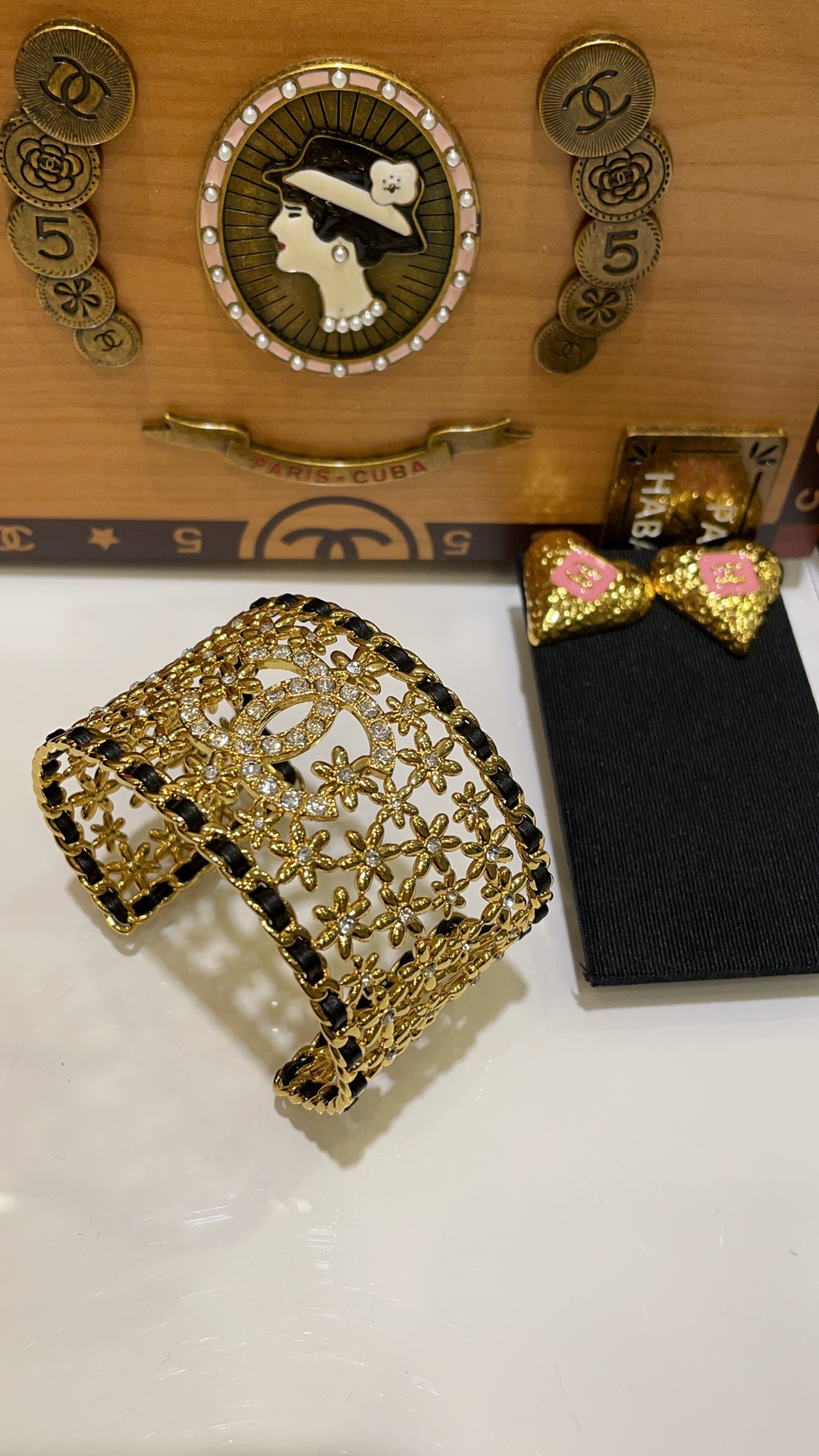 Dainty Chanel 23A Hollow Flower Wide Bracelet Cuff Bangle - Rep Fashion™