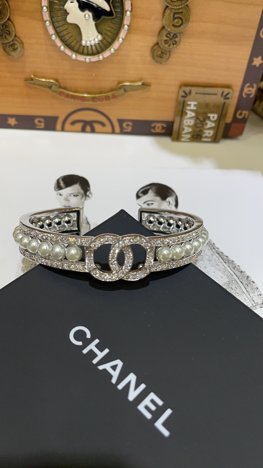 Chanel 24S CC Pearls Silver Cuff Bangle Bracelet - Rep Fashion™