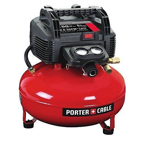 Compresor de Aire PORTER-CABLE 2024 - 6 Galones, Tipo Pancake, Libre de Aceite (Modelo C2002) - Color Rojo/Negro