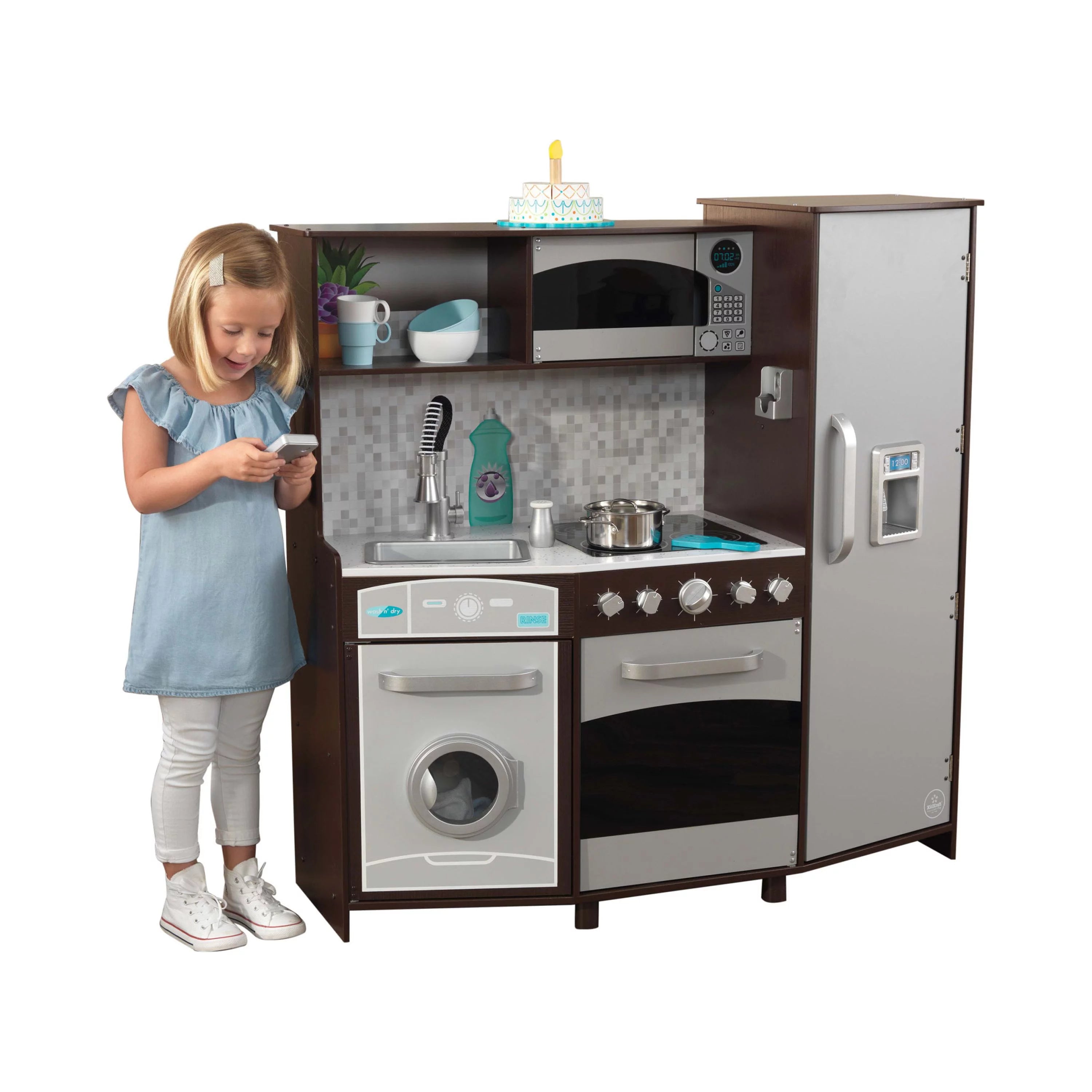 Cocina Grande de Madera KidKraft 2024 con Luces y Sonidos – Color Espresso