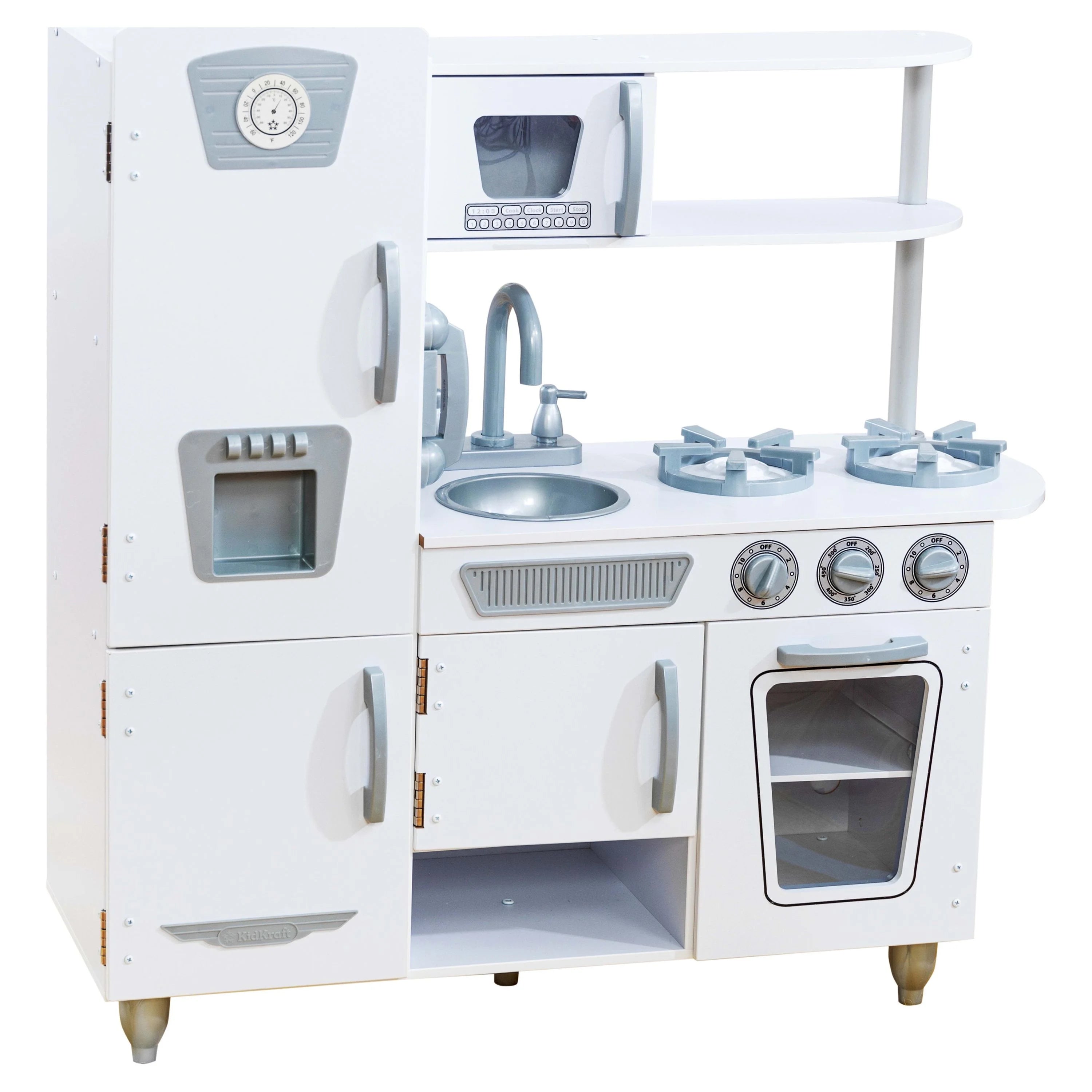 2024 KidKraft Cocina de Juguete de Madera Vintage Blanca con Máquina de Hielo y Teléfono de Juguete