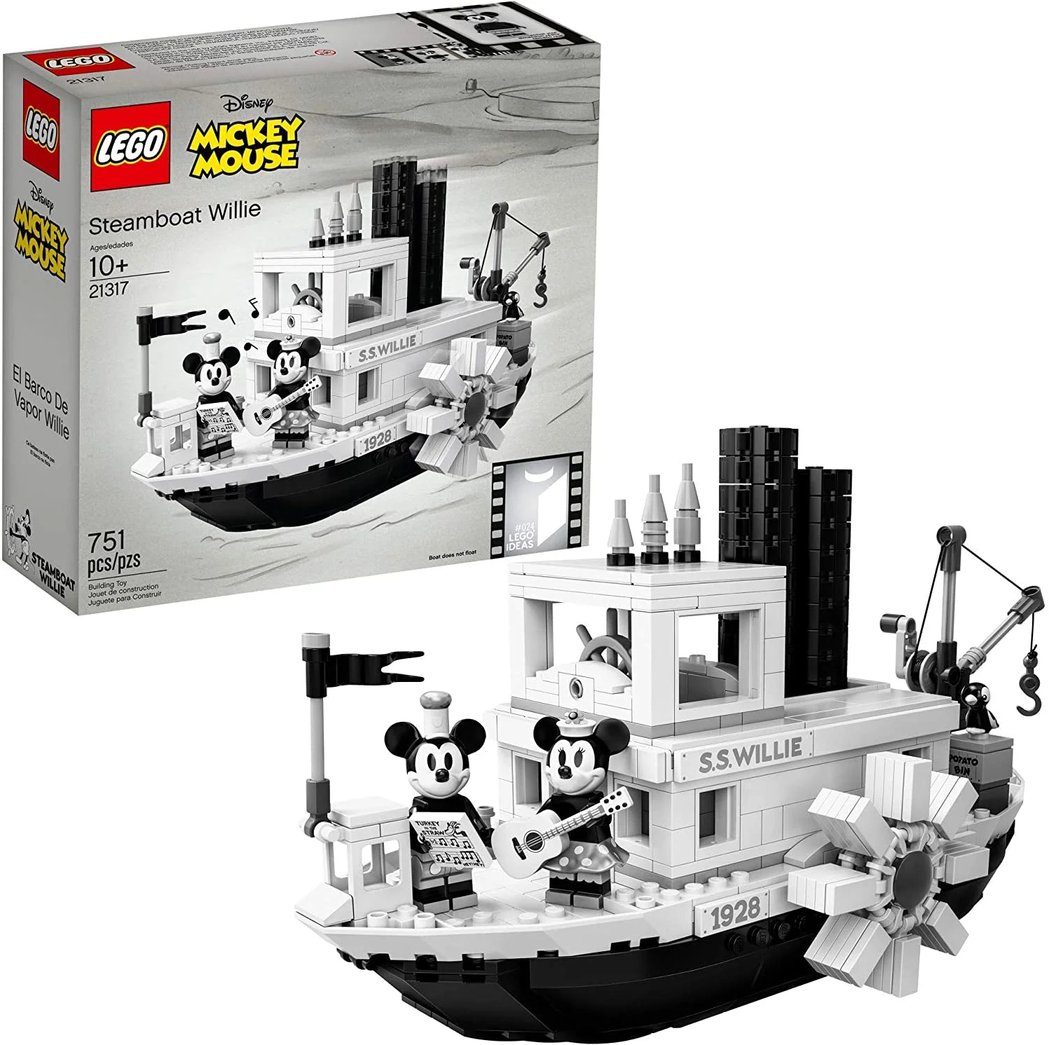 2024 LEGO Ideas 21317 Kit de Construcción Disney Steamboat Willie (751 Piezas)