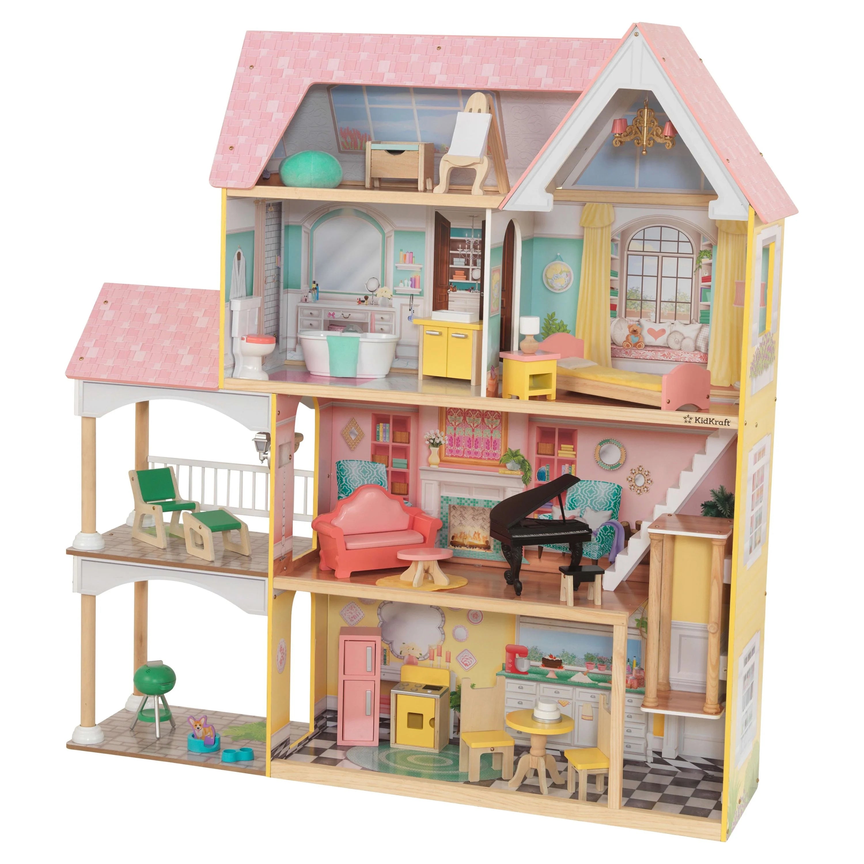 Casa de Muñecas de Madera KidKraft Lola Mansion 2024 con 30 Accesorios, Edad 4+