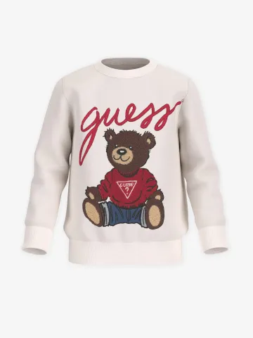 Guess Kids Teddy Bear Logo Sweatshirt in White - USdiscountonlinestore