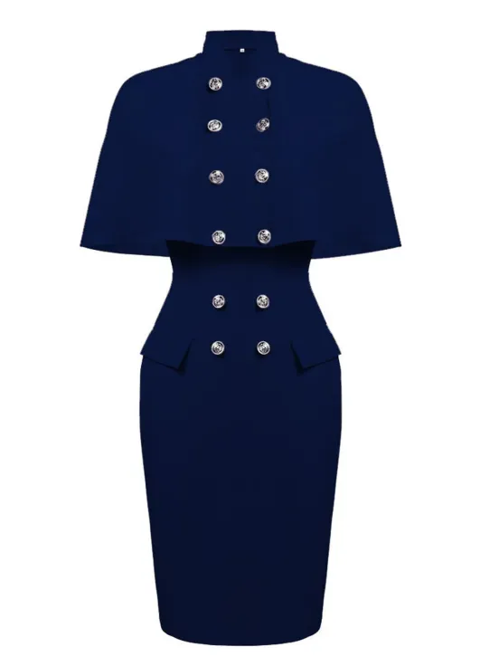 2PCS 1960s Button Work Pencil Dress - USdiscountonlinestore