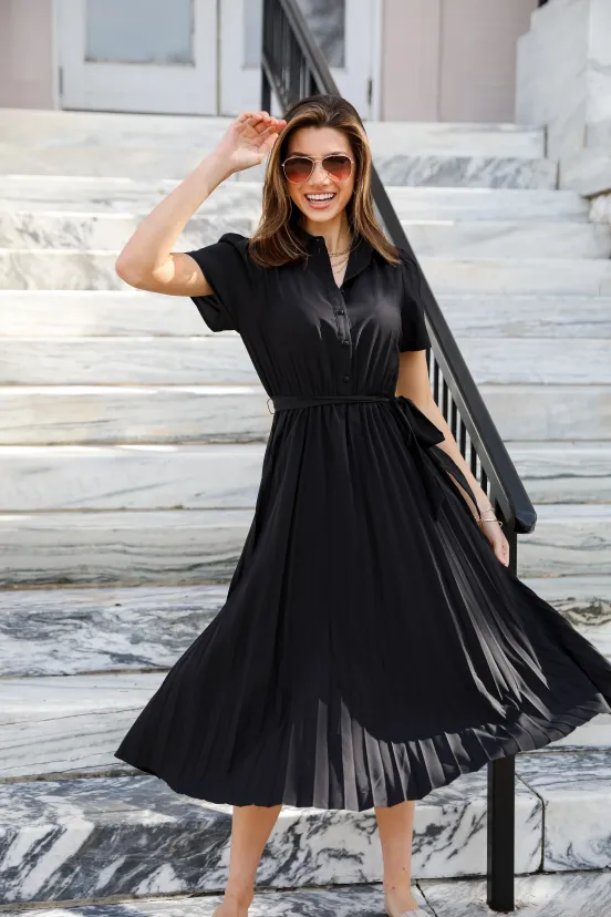 FINAL SALE - Desirable Date Pleated Midi Dress - USdiscountonlinestore
