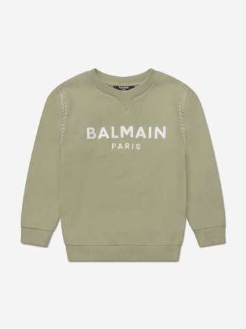 Balmain Kids Logo Sweatshirt in Green - USdiscountonlinestore