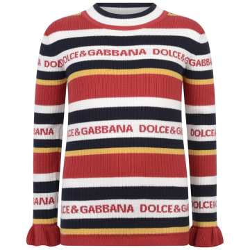 Dolce & Gabbana Girls Striped Turtleneck Sweater - USdiscountonlinestore