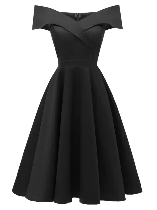 1950s Off Shoulder Swing Dress - USdiscountonlinestore