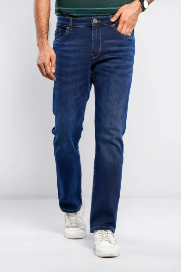 Dark Cobalt Blue Dobby Slim Fit Jeans - USdiscountonlinestore
