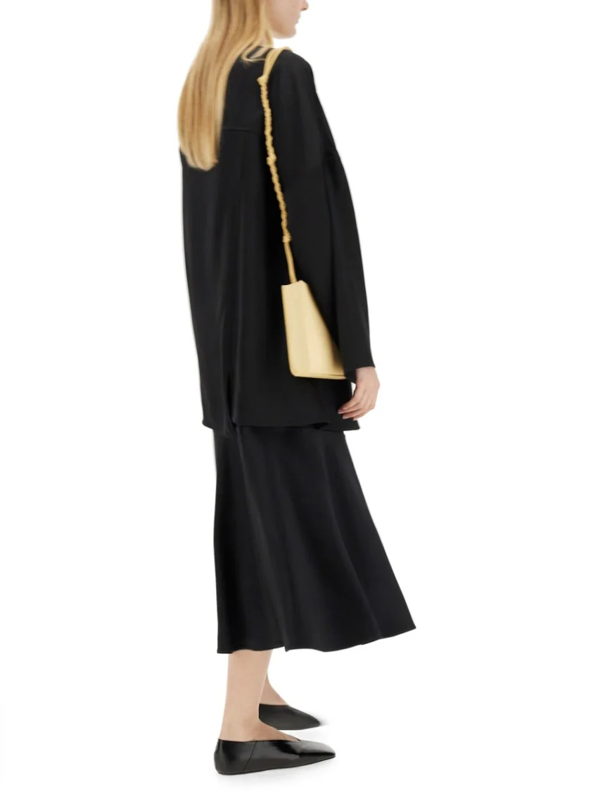 Flared Black Midi Skirt