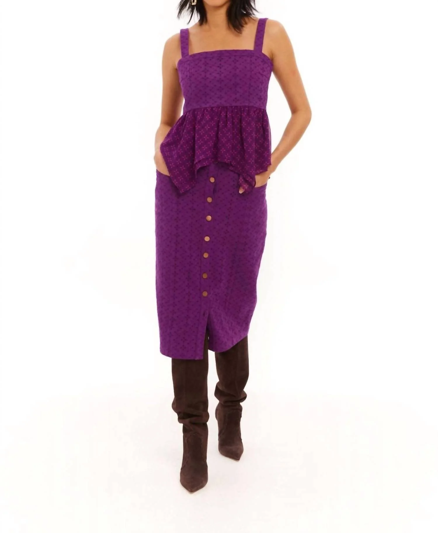Amal Midi Skirt In Eggplant