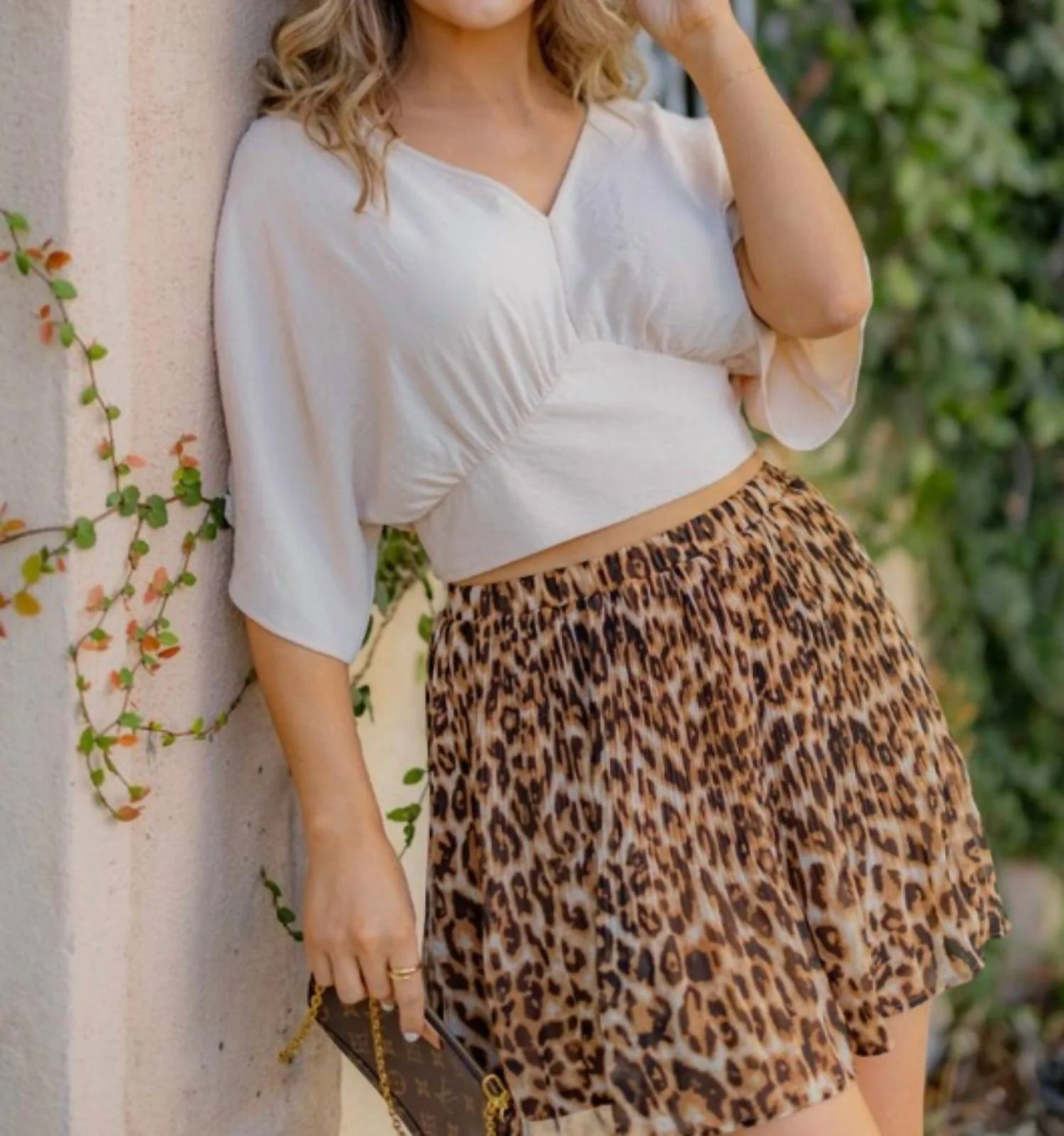 Leopard Chiffon Pleated Skirt In Leopard Print