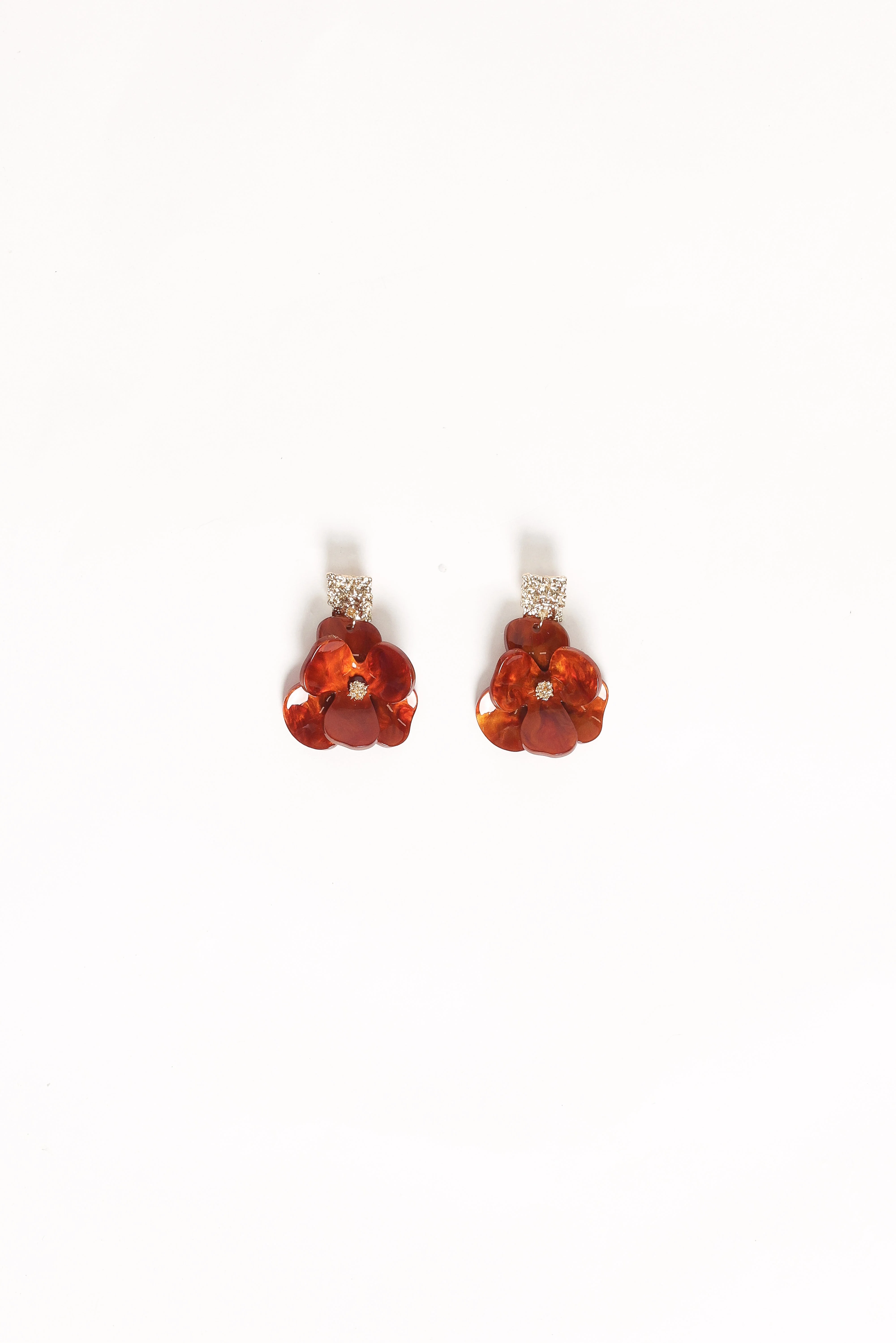 Lennon Flower Earrings - Gold/Brown