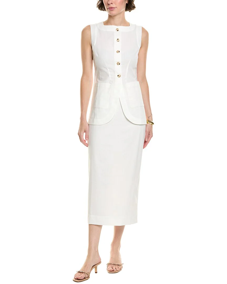 SERENETTE 2pc Linen-Blend Top & Skirt Set