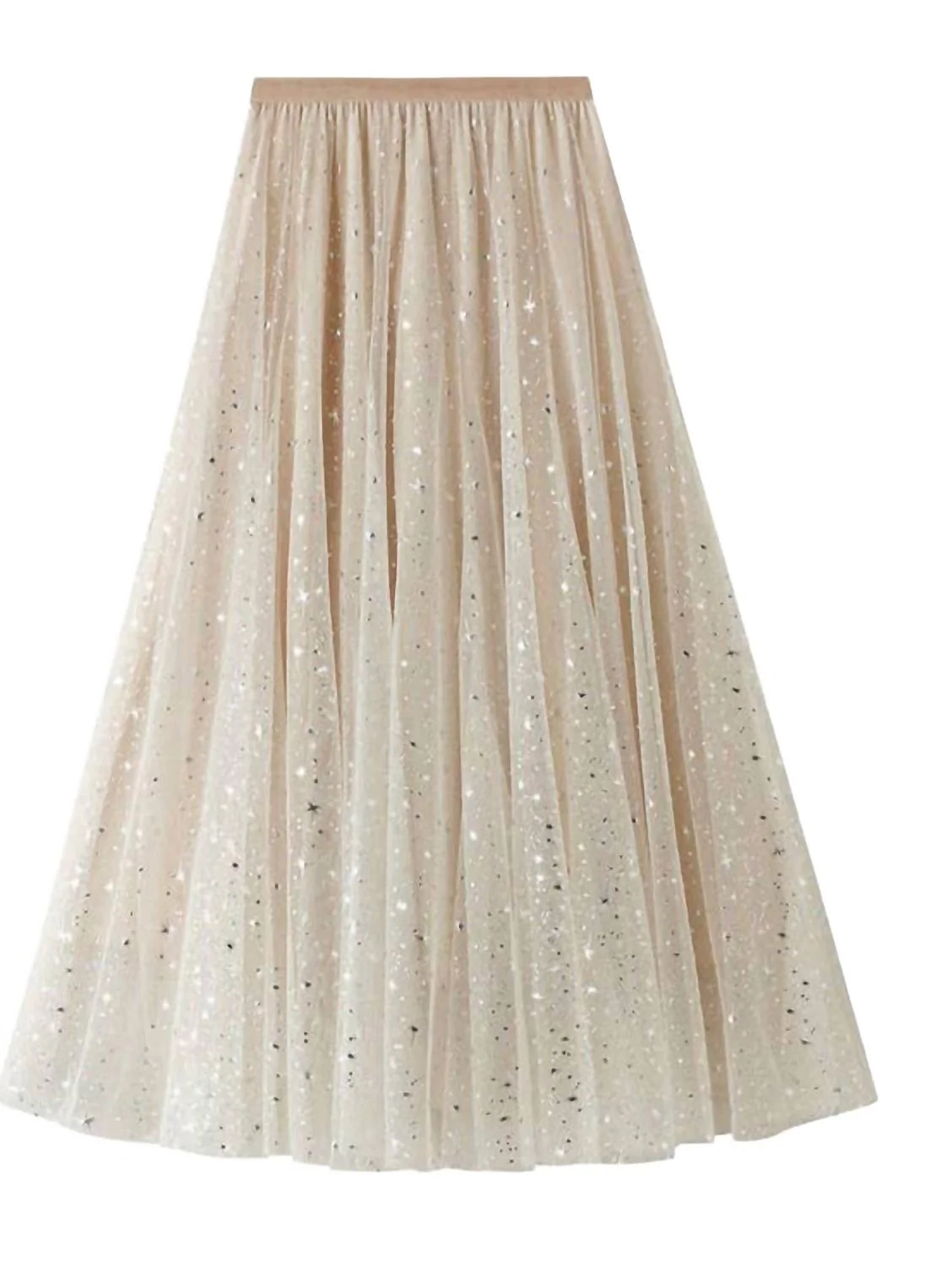 Women's Star Sparkles Midi Skirt In Cream