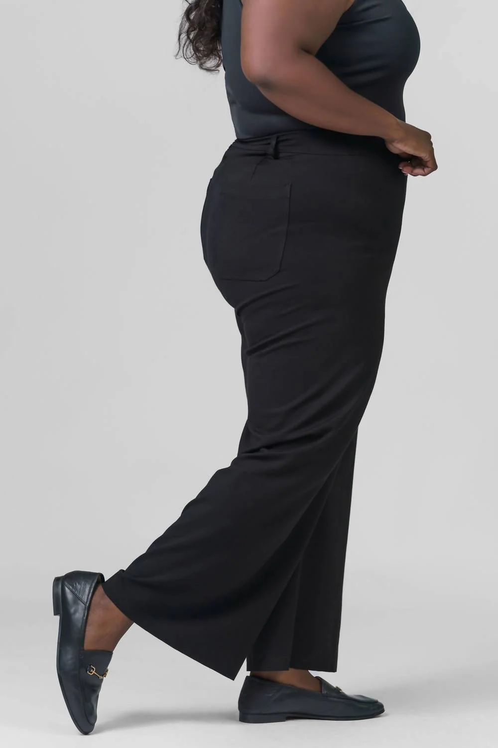Erin High Waist Wide Leg Ponte Pant - Plus Size In Black