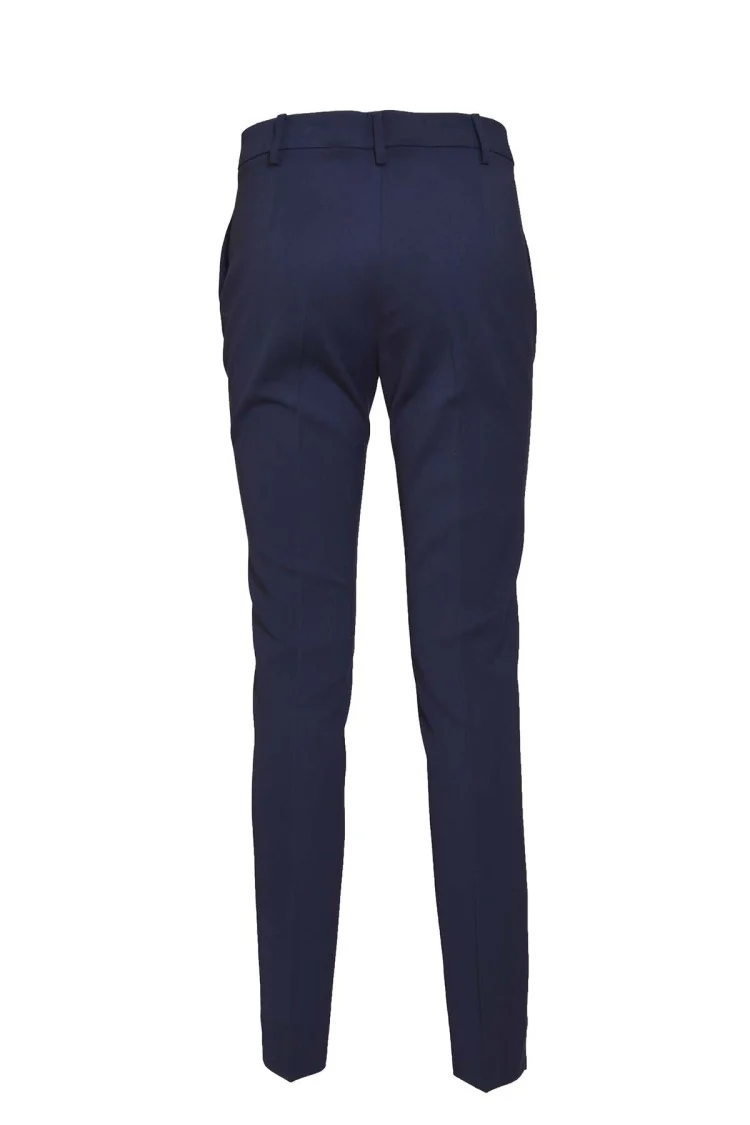 Blue Viscose Straight Trousers