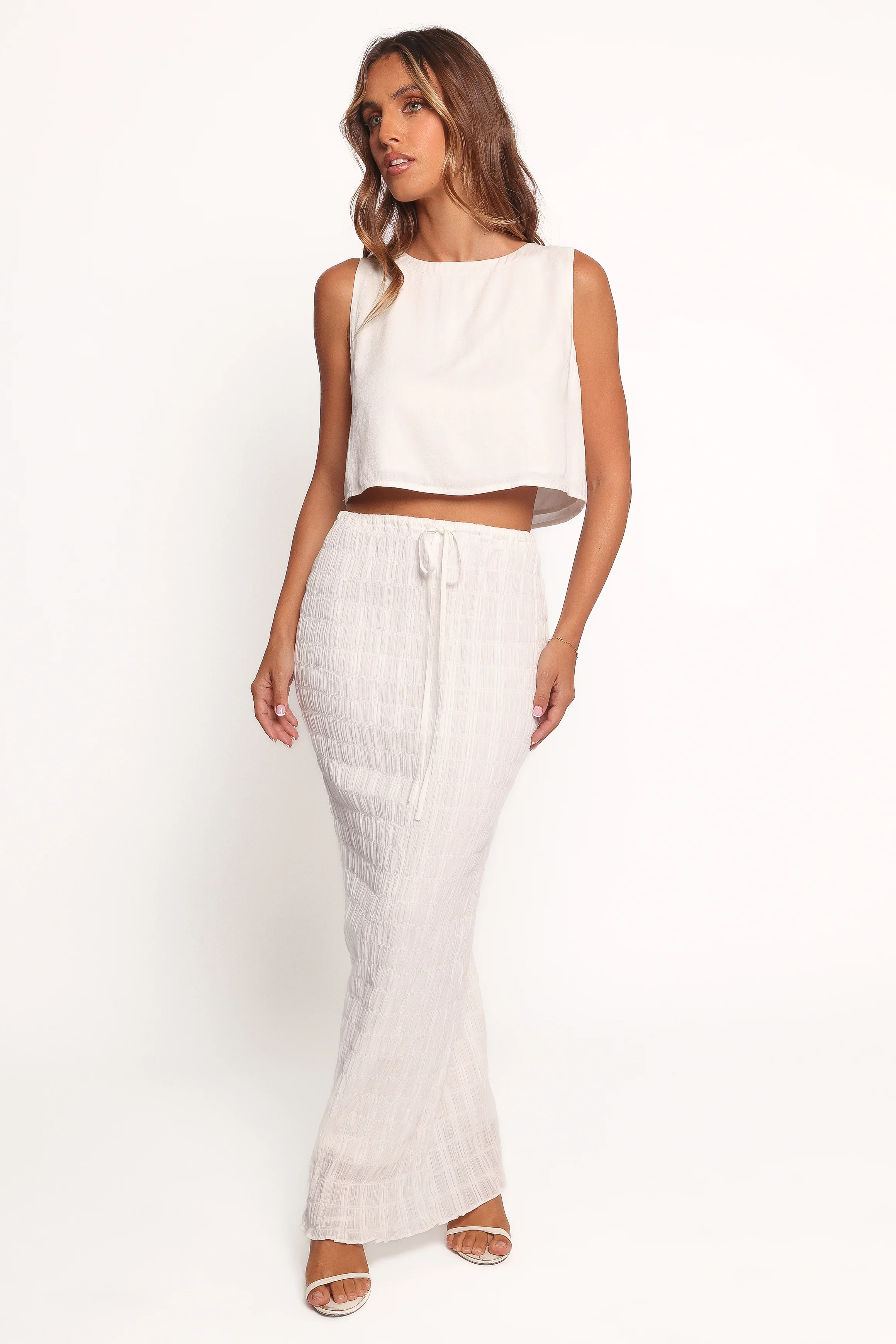 Charlotte Textured Maxi Skirt - White
