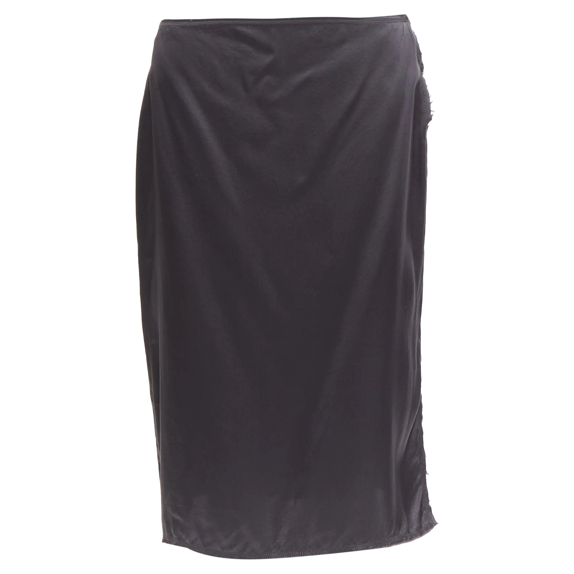 Lanvin silk raw edge fabric button low waist midi skirt