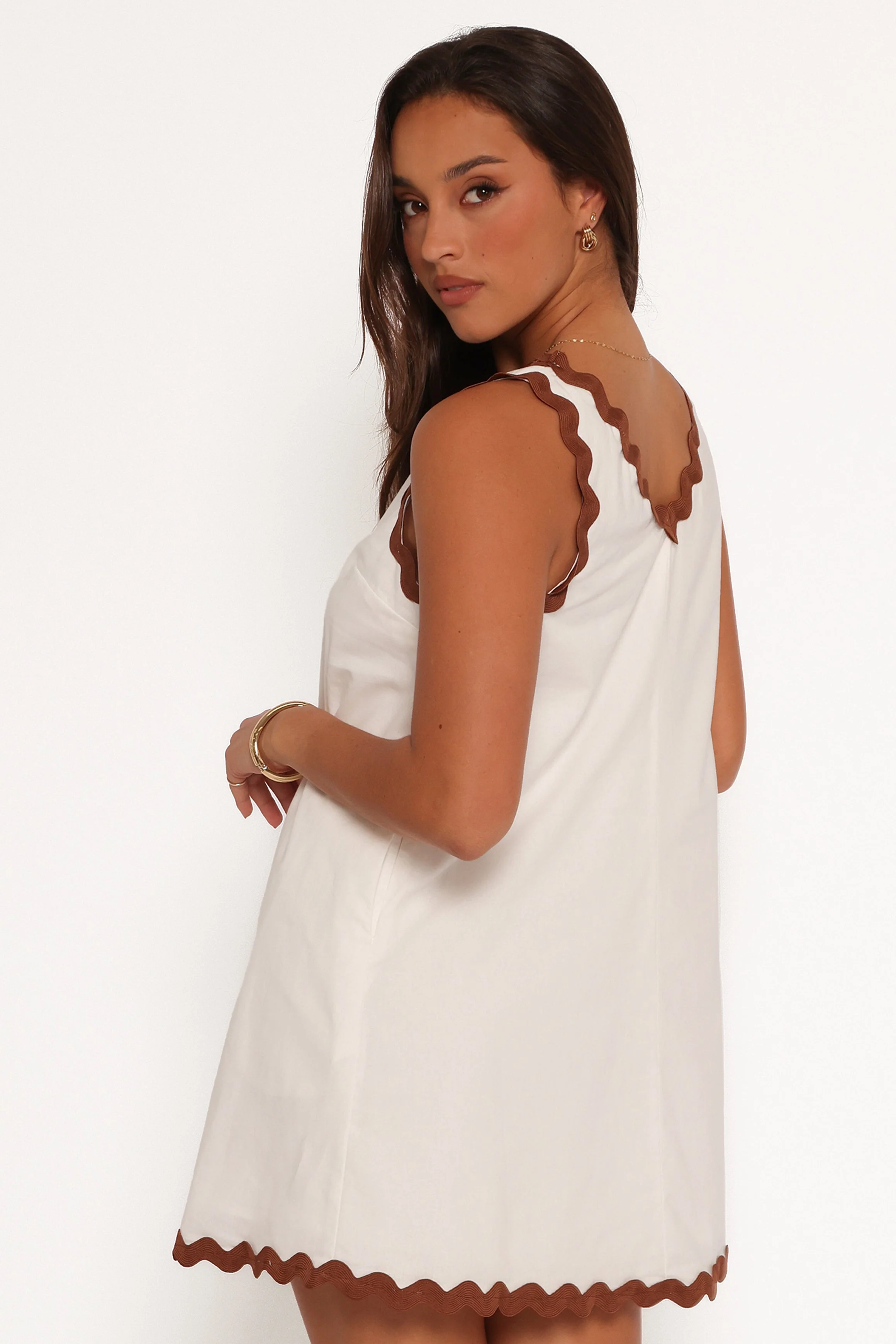 Calliope Mini Dress - White Tan
